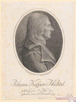 Johann Kaspar Hechtel; geb. 1. Mai 1771; gest. 20. Dezember 1799