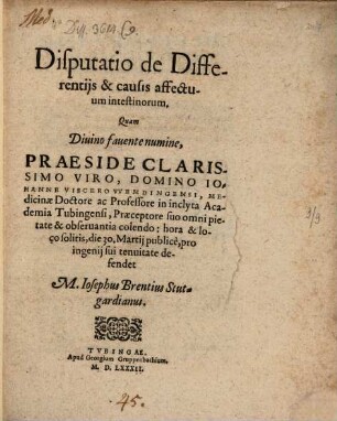 Disp. de differentiis et causis affectuum intestinorum