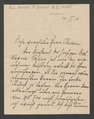 Brief an Ferruccio Busoni : 10.03.1914