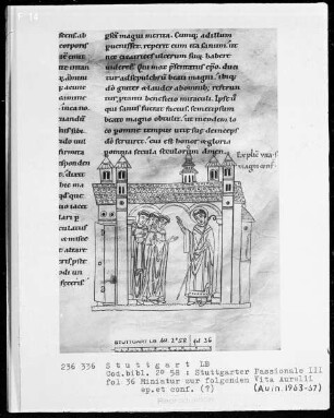 Stuttgarter Passionale — Ergänzungsband — Illustration zum heiligen Aurelius, Folio 36recto