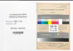 Entnazifizierung Heinrich Brinker , geb. 09.02.1875 (Kaufmann)