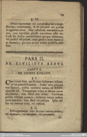 Pars II. De Civilibus Rebus