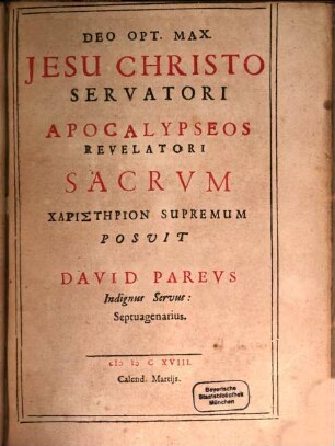 In Divinam apocalypsin S. Apostoli et Evangelistae Johannis commentarius