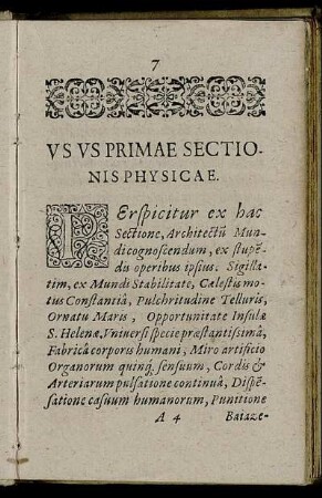 Usus Primae Sectionis Physicae. - Usu Tertiae Sectionis Politicae.
