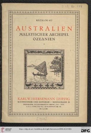 Nr. 653: Katalog: Australien, Malayischer Archipel, Ozeanien