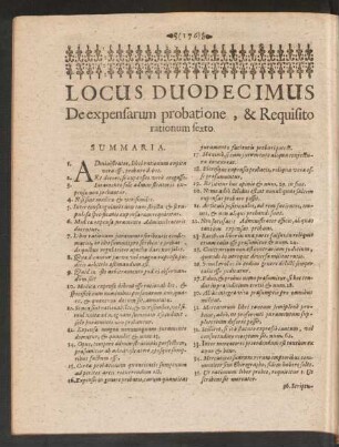 Locus Duodecimus De expensarum probatione, & Requisito rationum sexto.