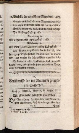 15. Verhältnisse der mit Alaunerde gemischten Glaserden