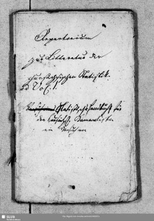 Repertorium zur Litteratur der chursächsischen Statistik ad Vol. I.