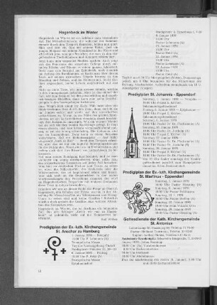 Predigtplan der Ev.-luth. Kirchengemeinde St. Anschar zu Hamburg