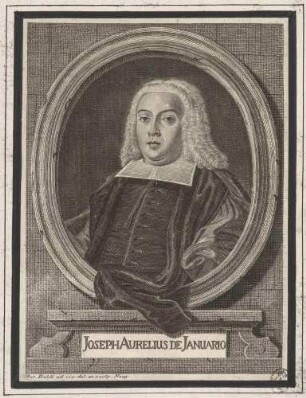 Bildnis Giuseppe Aurelio di Gennaro, Rechtsgelehrter (1701–1761), aus: Iosephi Aurelii de Januario Carmina, Neapel: Johannes de Simone 1742