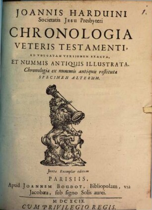 Chronologia Veteris Testamenti ad vulgatam versionem exacta et nummis antiquis illustrata