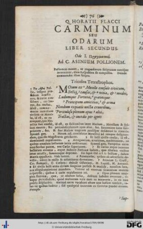Carminum Seu Odarum Liber Secundus.