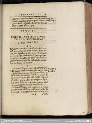 Caput IV. De Poetis, Artisque Poeticae Scriptoribus