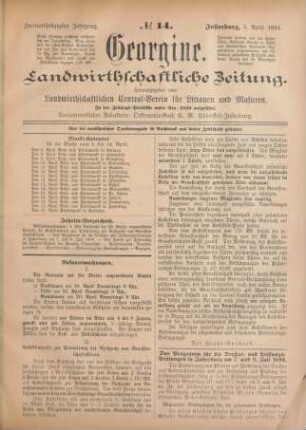 Zweiundsechzigster Jahrgang. No. 14. Insterburg, 5. April 1894.