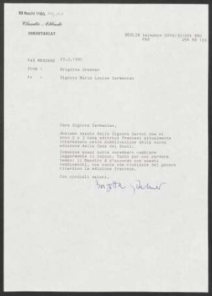 Brief an Marie Louise Zarmanian, 23.03.1995