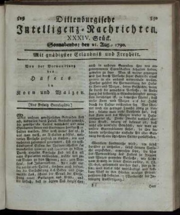 XXXIV. Stück. Sonnabends: den 21. Aug., 1790.