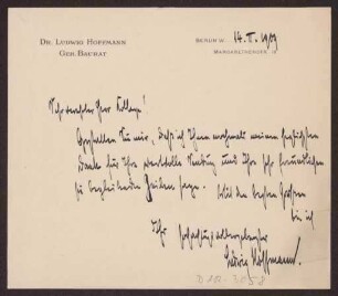 Schreiben an Hermann Muthesius (Brief)