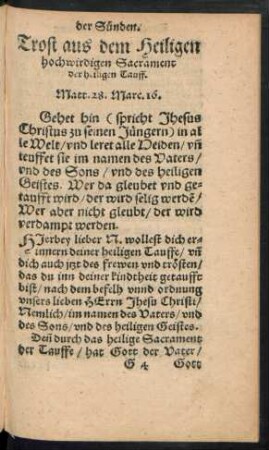 Trost aus dem Heiligen hochwirdigen Sacrament der heiligen Tauff.