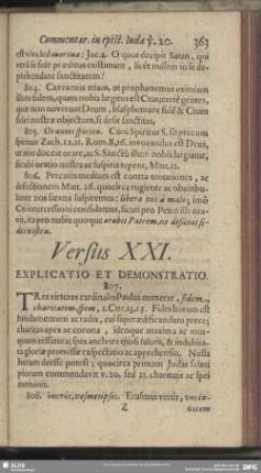 Versus XXI. Explicatio Et Demonstratio