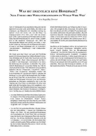 Was ist eigentlich eine Homepage? : neue Formen der Wissensorganisation im World Wide Web