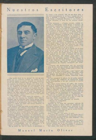 [Autobiografía] : Nuestros escritores: Manuel María Oliver