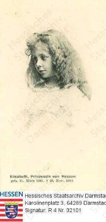 Elisabeth Prinzessin v. Hessen und bei Rhein (1895-1903) / Porträt, Halbfigur