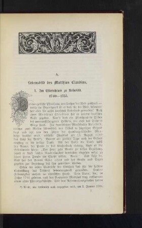 A. Lebensbild des Matthias Claudius.
