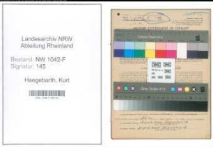 Entnazifizierung Kurt Haegebarth , geb. 03.02.1922 (Zollangestellter)