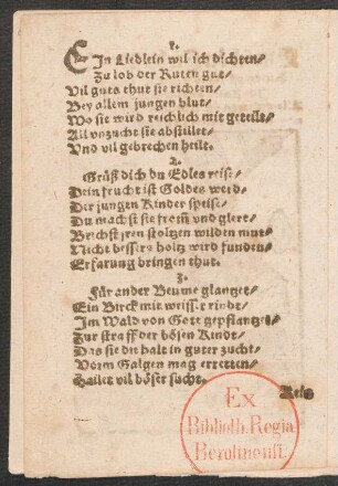 EJn Liedlein wil ich dichten/ || Zu lob der Ruten gut/ ||