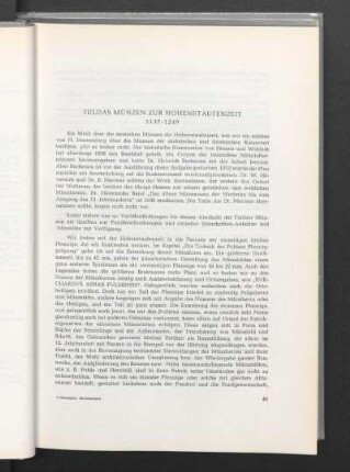 Fuldas Münzen zur Hohenstaufenzeit 1137 - 1249