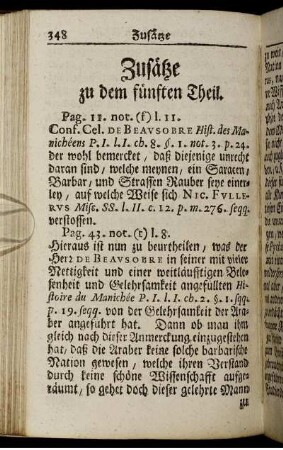 Zusätze zu dem fünften Theil.