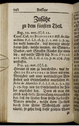 Zusätze zu dem fünften Theil.