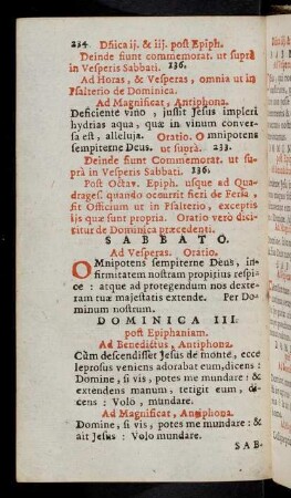 234-247, Sabbato ad Vesperas, Oratio