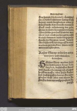 Rosen Sirop vilerley art zubereyten/ vnd nützlich zubrauchen.