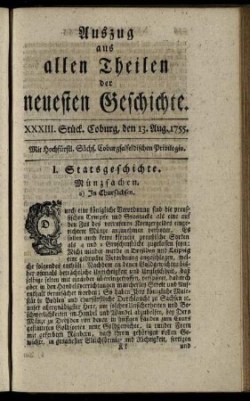 XXXIII. Stück. Coburg, den 13. Aug. 1755.