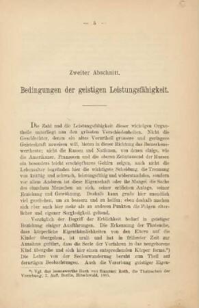 Zweiter Abschnitt. Bedingungen der geistigen Leistungsfähigkeit