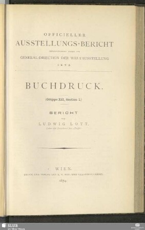 Gruppe 12, Sect. 1: Buchdruck : Bericht