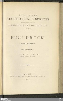 Gruppe 12, Sect. 1: Buchdruck : Bericht