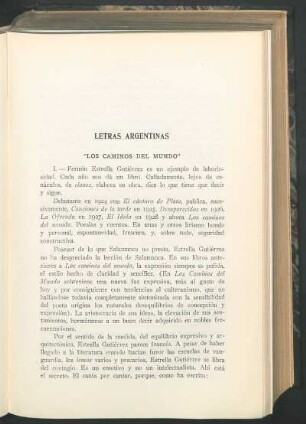 Letras argentinas : "Los caminos del mundo"