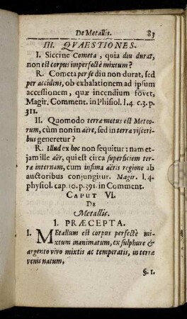 Caput VI. De Metallis.