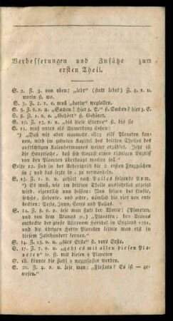 Verbesserungen und Zusätze zum ersten [und zweiten] Theil