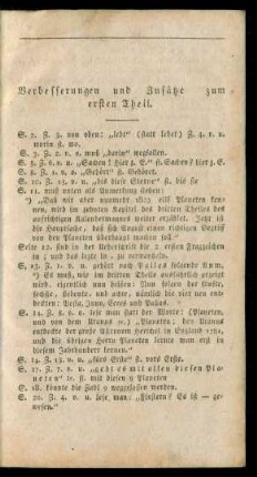 Verbesserungen und Zusätze zum ersten [und zweiten] Theil