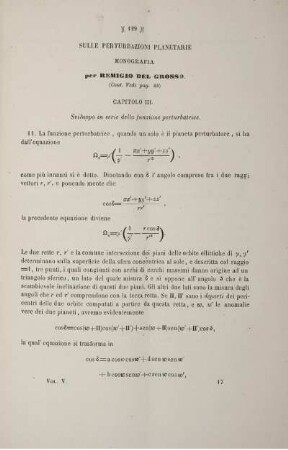 Sulle perturbazioni planetarie monografia (Cont. Vedi pag. 88).