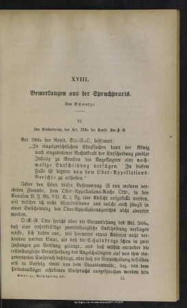 XVIII. Bemerkungen aus der Spruchpraxis