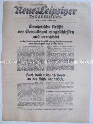 Extrablatt der "Neuen Leipziger Tageszeitung" zur Belagerung von Sewastopol, italienischen U-Booten und japanischen Eroberungen auf Sumatra