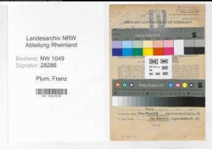 Entnazifizierung Franz Plum , geb. 27.11.1899 (Arbeiter)