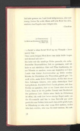 An Gerstenberg Bei Bode am Holzdamm á Hamburg, den 3. September 1771