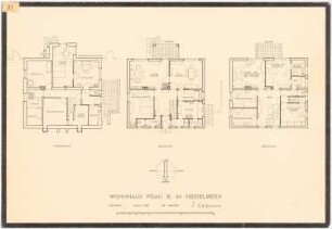 Wohnhaus Böhmer, Heidelberg: Grundrisse Unter- Erd-und Obergeschoss, Maßstabsleiste