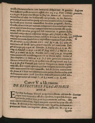 Caput V. & Ultimum. De Effectibus Purgationis Morae.