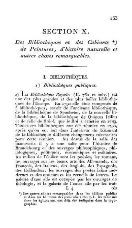 Section X. Des Bibliothéques et des Cabinets de Peintures, d' histoire naturelle et autres choses remarquables